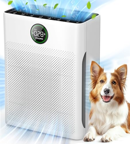 Mooka Air Purifiers for Home Large Room up to 2200sq.ft, MOOKA Air purifier for Home Pets with Washable Filter, PM 2.5 Display Air Quality Sensor Air Cleaner for Bedroom, Dorm room, Pets, Office, PR1 - Image 1