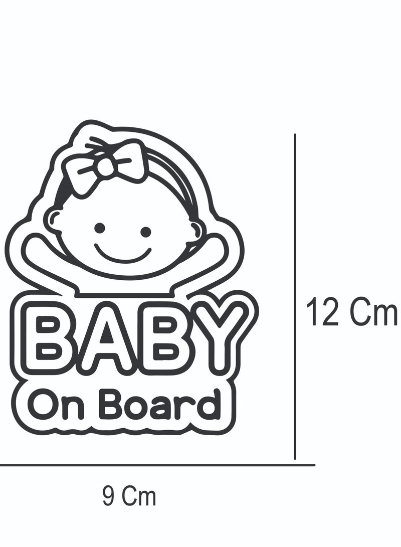 Acnor Baby On Board Car Sticker – Cute Baby Girl Vinyl Decal for Vehicles – Safety Sign for Car Windows – Waterproof, Removable (9 x 12 cm) - Image 1