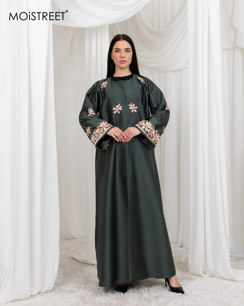 Moistreet MOiSTREET Victoria Satin Embroidery Abaya