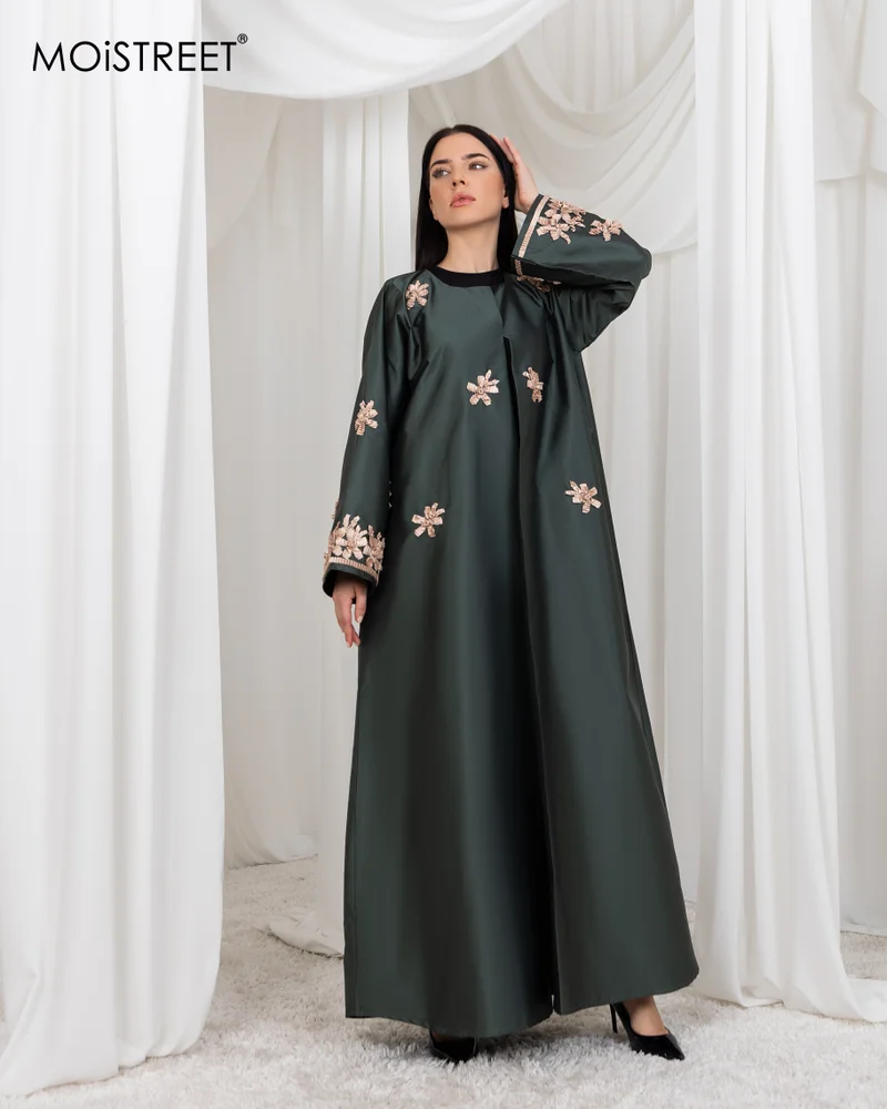 Moistreet MOiSTREET Victoria Satin Embroidery Abaya