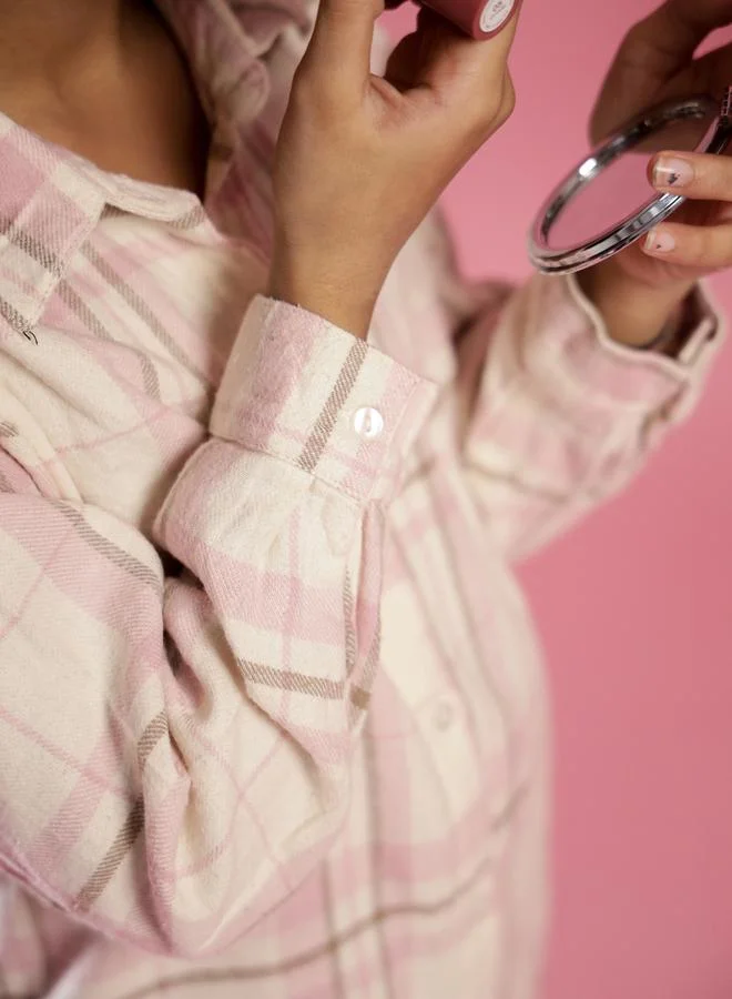 سانسكريتي هومز Sanskrutihomes Girls Pink Checked Cotton Shirt and Pyjama Set