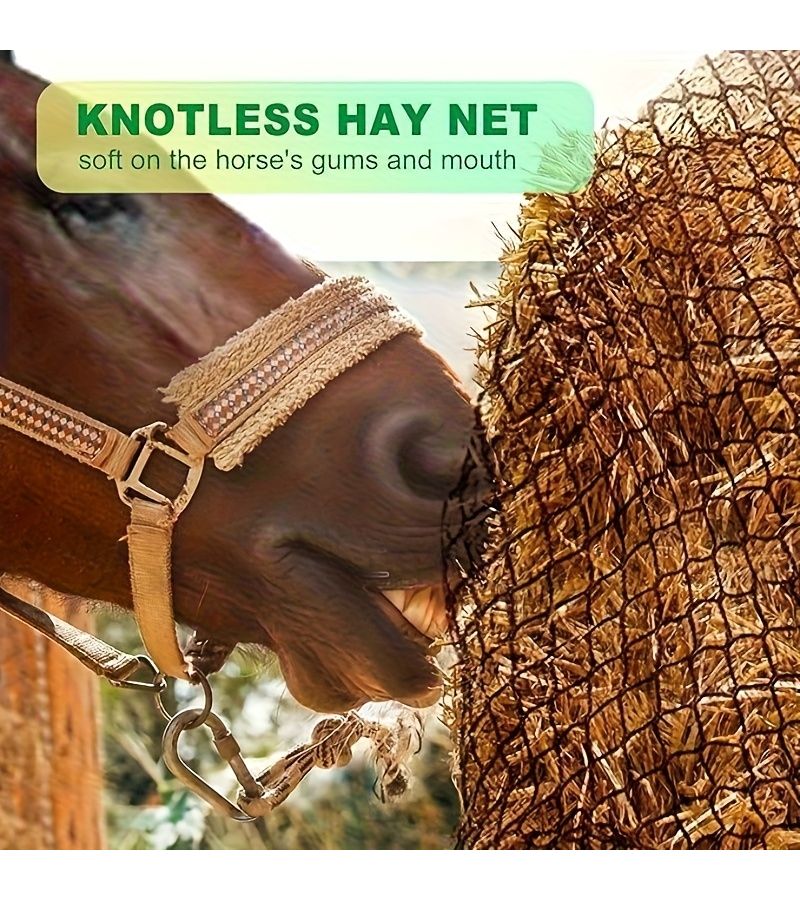 48 inch x 48 inch Black Knotless Design 3D Square Slow Feeder Net Durable Nylon for Horses Sheep Cattle Reduces Waste Promotes Natural Grazing Essential Farm Tool - Image 3