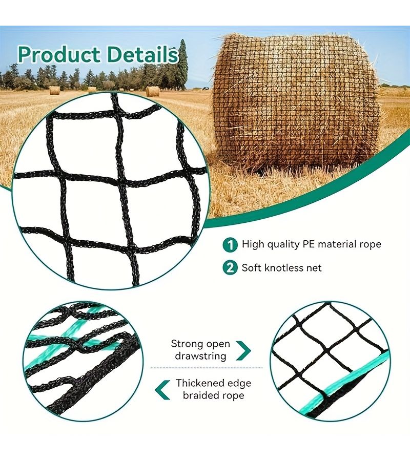 48 inch x 48 inch Black Knotless Design 3D Square Slow Feeder Net Durable Nylon for Horses Sheep Cattle Reduces Waste Promotes Natural Grazing Essential Farm Tool - Image 5