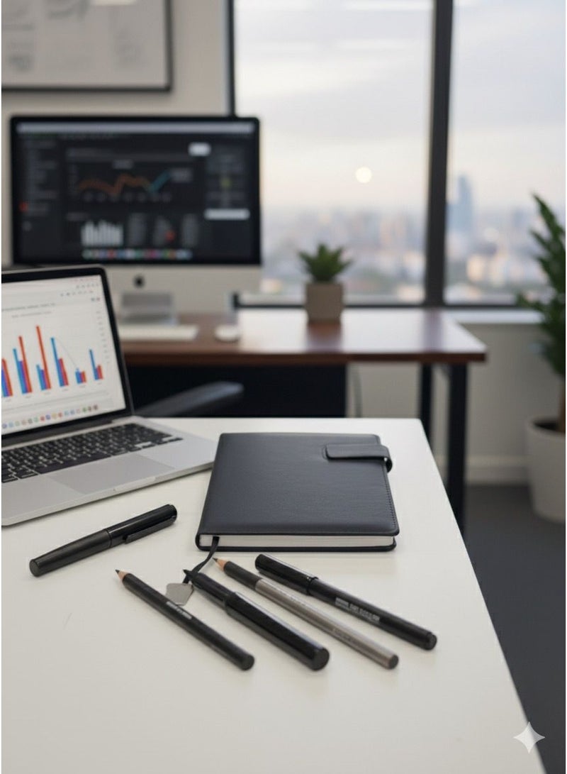 نوت بوك جلدية فاخرة A5 – تصميم أنيق واحترافي-لون اسود - Image 1