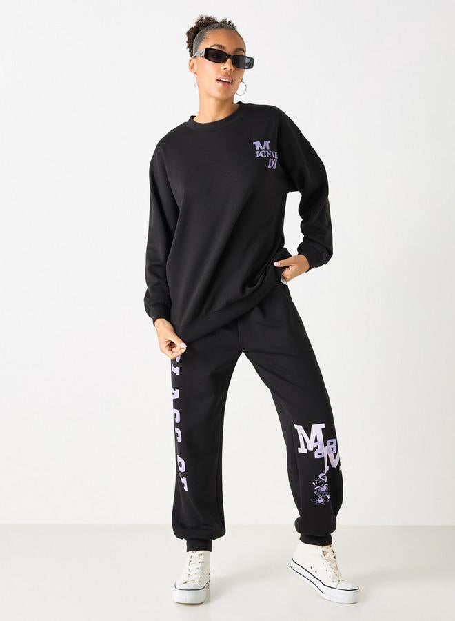 SP Characters Minnie Mouse Print Crew Neck Sweatshirt with Long Sleeves - Image 2