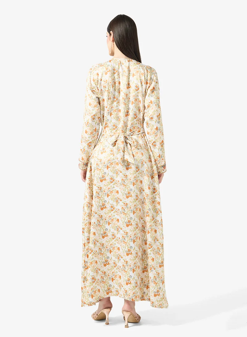 ARABIAN CLOSET Embellished Belted Jalabiya