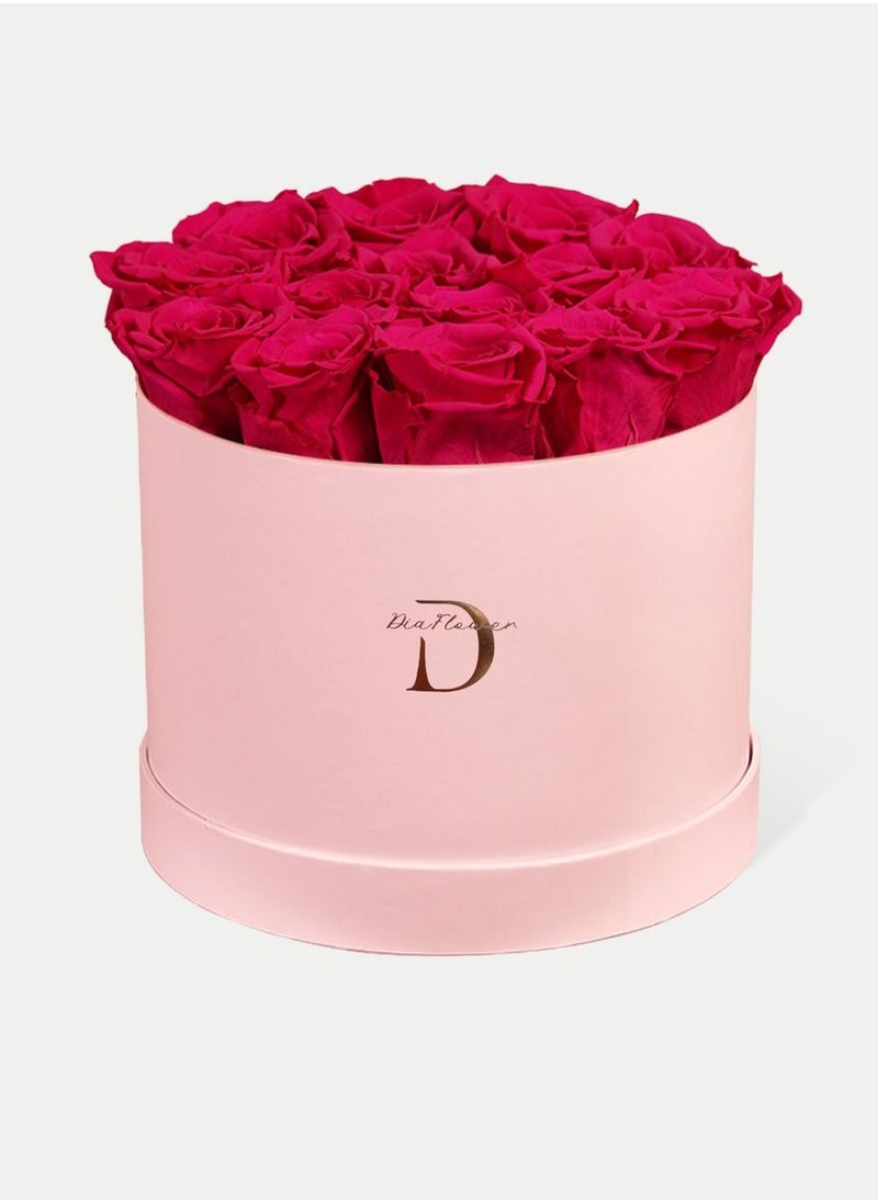 Dia FLOWER - Infinity Round Box, Shades Of Pink 16 ROSES LARGE - Image 1