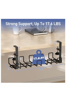 Generic Under Desk Cable Management Tray, Cable Management Box, Cord Organizer for Desk, 15.7" No Drill Wire Organizer Cable Management Tray, Cable Tray Organizer for Desk, Black 1 Pack  - Image 5