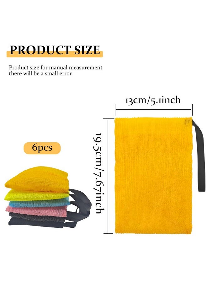 Feelorna Soap Saver Bag Soap Bag Soft For Shower Exfoliating Mesh Soap Saver Pouch Bag For Facial Body Cleansing Foaming (4.7''X7.8'' Grey Black Pink Yellow Orange Blue)  - Image 3