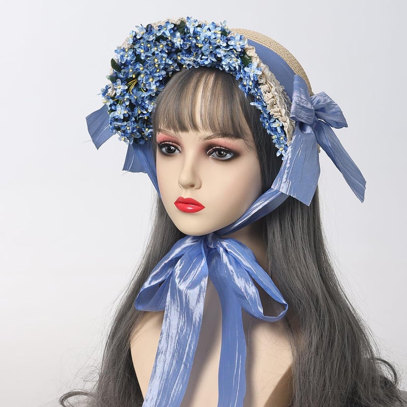 COSDREAMER Victorian Hat Girls Women Tea Party Sun Hat Straw Hats Small Hat(U) - Image 4