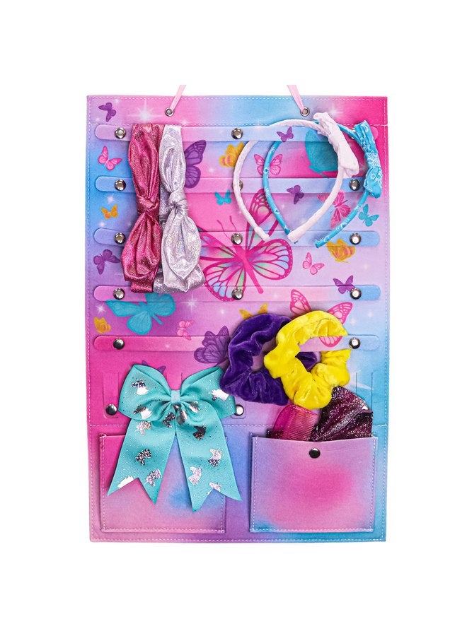 FROG SAC Bow and Headband Holder, Butterfly Hair Accessories Organizer for Girls, Hair Clip Accessory Organizers for Kids, Toddler Baby Wall Hanging Head Band Hairbow Bows Hangers for Closet Door - Image 1