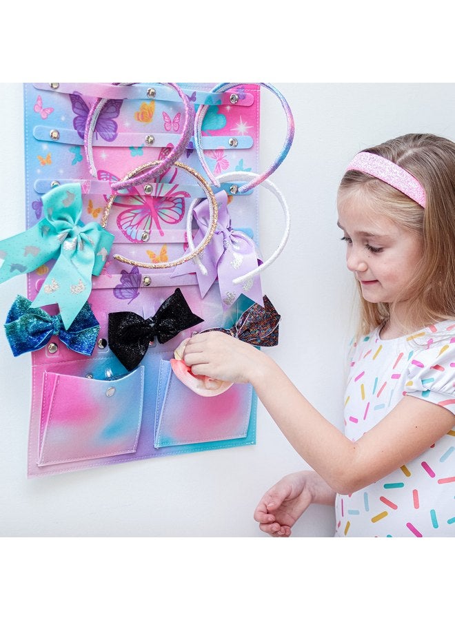 FROG SAC Bow and Headband Holder, Butterfly Hair Accessories Organizer for Girls, Hair Clip Accessory Organizers for Kids, Toddler Baby Wall Hanging Head Band Hairbow Bows Hangers for Closet Door - Image 2