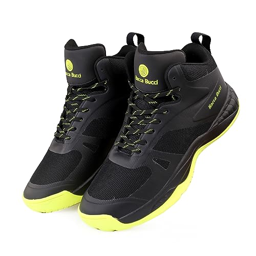 Bacca Bucci Mens Slamdunk Basketball All Court High Top Shoes Basketball Shoes/Sneaker with Adaptive Cushioning & Breathable Upper -Black, 8 UK - Image 2