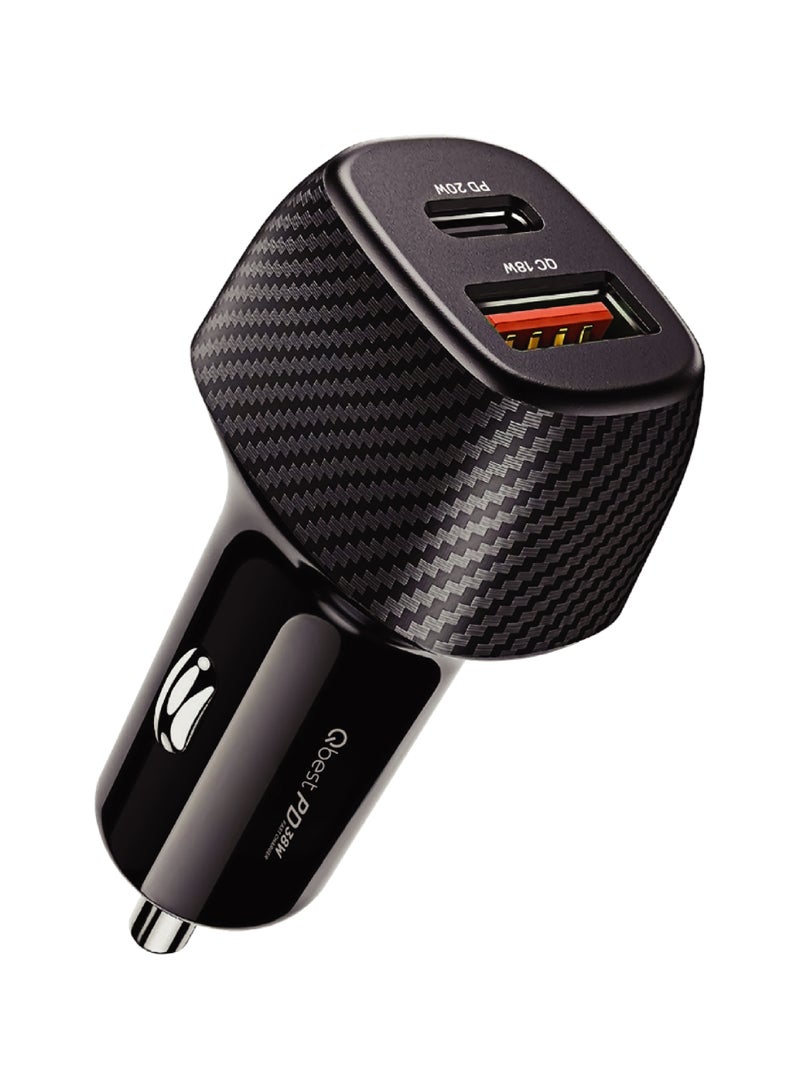 Qbest 38W Fast Car Charger with USB QC & Type-C PD – Quick Charge Technology, Smart Protection Features, 38W Max Output - Image 1