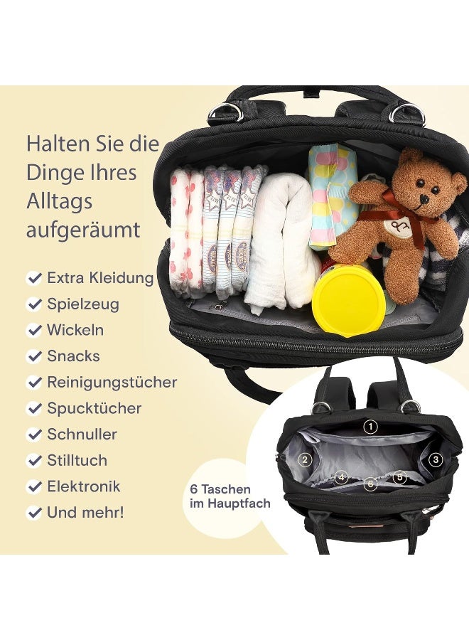 RUVALINO حقيبة حفاضات RUVALINO - حقيبة ظهر كبيرة مع حقيبة متعددة الوظائف وسجادة تغيير متنقلة - حامل مصاصة - للأم والأب - Image 4