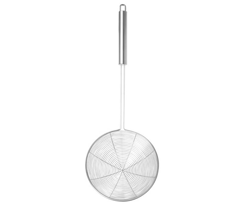Stainless Steel Skimmer Spoon, Kitchen Strainer Ladle, Oil Frying Skimmer with Hanging Handle, Cooking Tool - Image 1