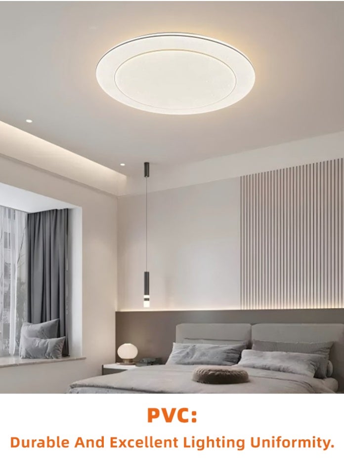 مودي مصباح سقف LED بقوة 80 واط، 49 سم، 3 ألوان قابلة للتبديل بتقنية CCT، 3000 كلفن/4000 كلفن/6500 كلفن، سطوع عالي 6000 لومن، بدون وميض، مصباح تثبيت مدمج من مادة PVC لغرفة النوم، غرفة المعيشة، غرفة الطعام - Image 4