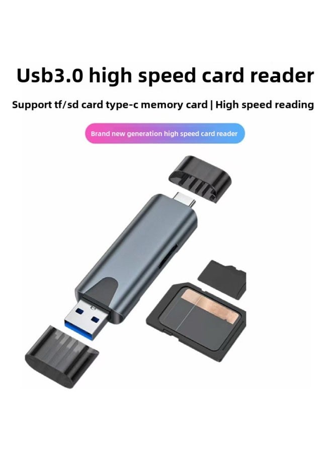 Usb3.0 Card Reader Card Type-C Phone 2-in -1 Tablet Tf/sd Card Camera Memory Card Reader-Color:Double Head Card Reader