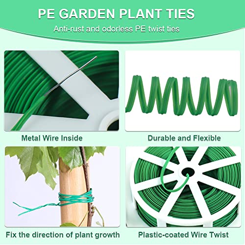 Shintop 328 Feet Garden Plant Twist Tie with Cutter for Gardening, Home, Office (Green) - Image 2