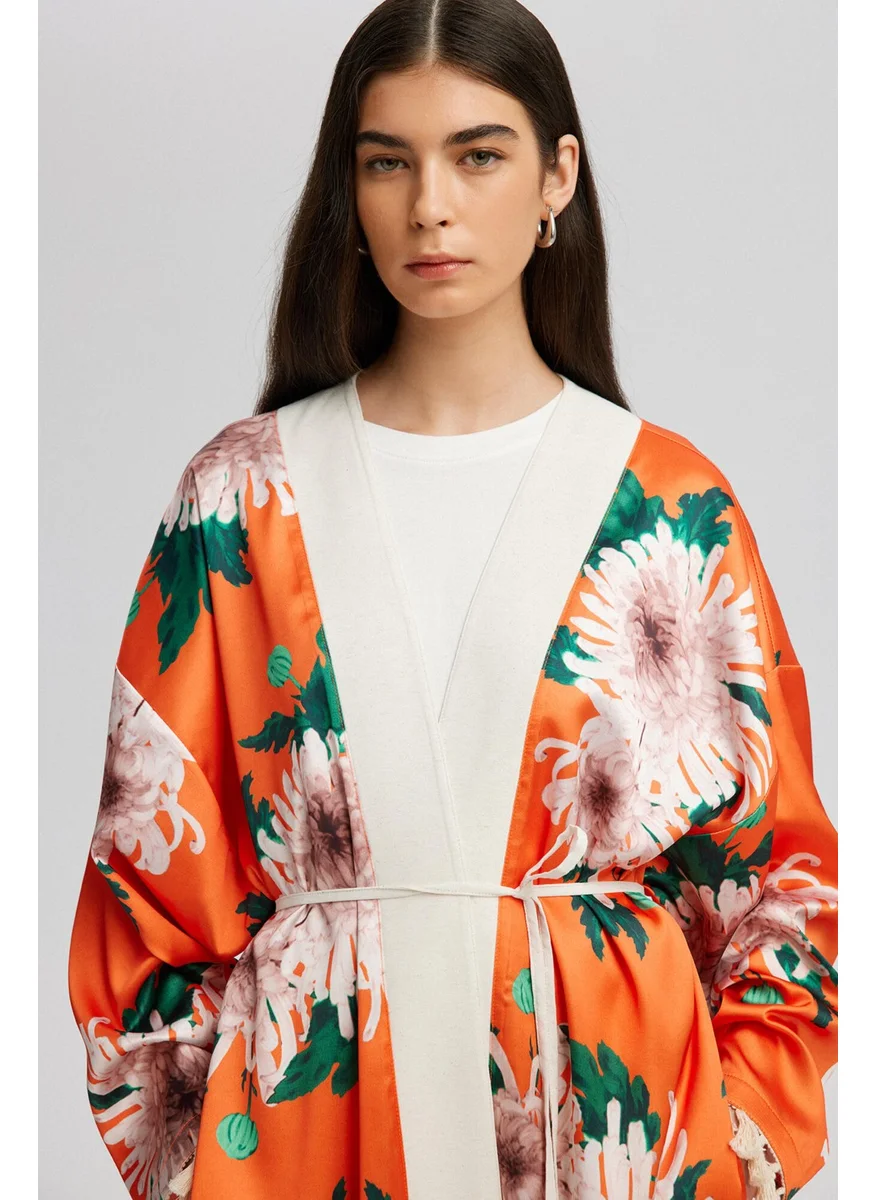 توتشي Floral Patterned Tassel Detailed Kimono