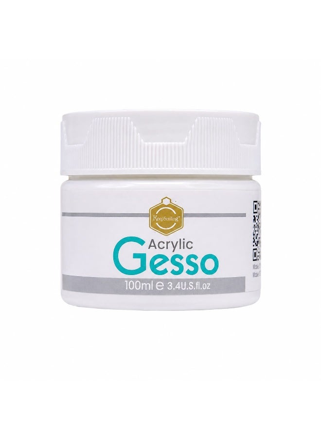 Keep Smiling White Gesso 100ml – Universal Acrylic Primer for Art Surfaces - Image 1