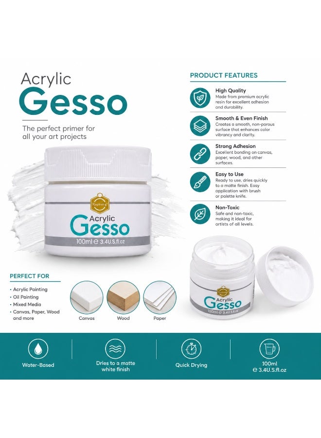 Keep Smiling White Gesso 100ml – Universal Acrylic Primer for Art Surfaces - Image 2
