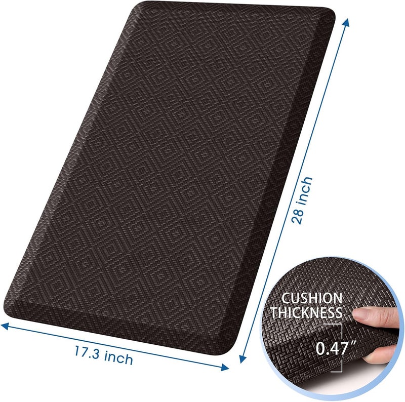 Mattitude Kitchen Mat Cushioned Anti-Fatigue Floor Mat Water Resistant Non-Slip Mats and Rugs Standing and Comfort Desk Mats for House Sink Office Laundry (Chocolate, 17.3"x28") - Image 2