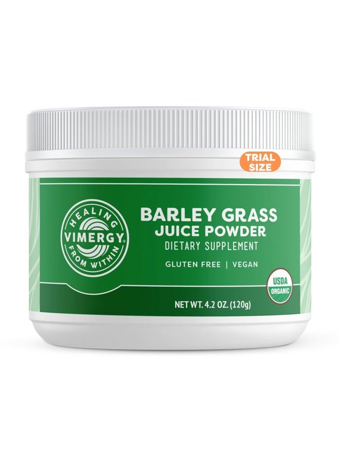 Vimergy Barley Grass Juice Powder Dietary Supplement - 0.8g per Serving (150 Servings) – Clean Superfood Formula – Promotes Cardiovascular Health* – Organic, Vegan & Gluten-Free – Travel Size 120g  - Image 1