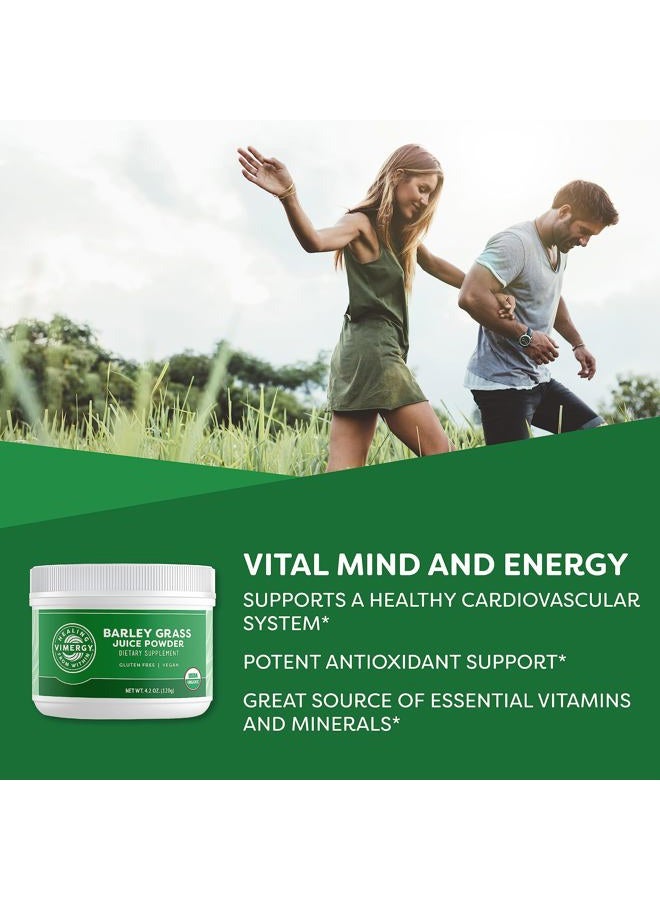 Vimergy Barley Grass Juice Powder Dietary Supplement - 0.8g per Serving (150 Servings) – Clean Superfood Formula – Promotes Cardiovascular Health* – Organic, Vegan & Gluten-Free – Travel Size 120g  - Image 2