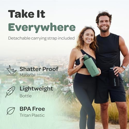 Hydracy 2L Large Water Bottle, Shatterproof, BPA Free Tritan Plastic, Leakproof, Zero Condensation, With Detachable Carry Strap, Spillproof Lid, Convenient Silicon Spout, Ideal for Gym, Yoga - Image 3