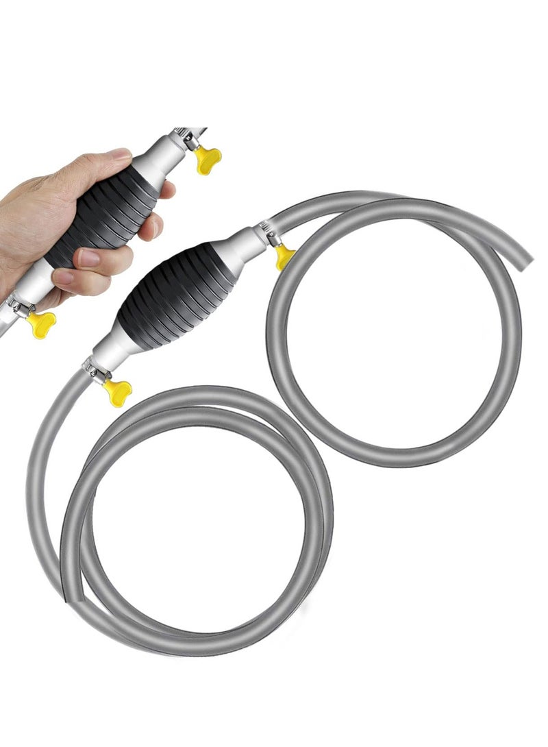 Generic Fuel Transfer Pump High Flow Hand Transfer Fuel Pump Portable Manual Car Liquids Gas Transfer Pump Siphon Hand Pump Siphoning Kit with 2m Syphon Hose for Gasoline/Fuel/Liquid/Water Transfer  - Image 1