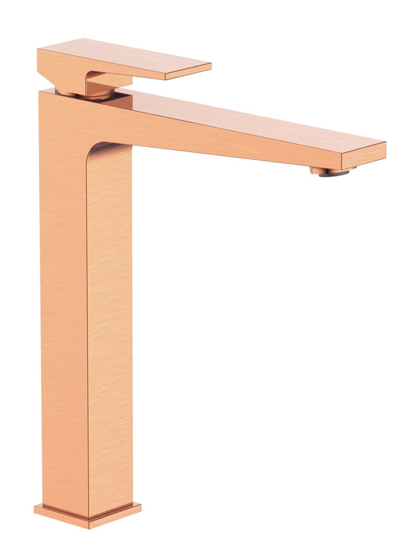 HESANIT HESANIT Infinity Single Lever High Bathroom Basin Faucet with Pop-Up Waste Red Copper - 8001H RC 