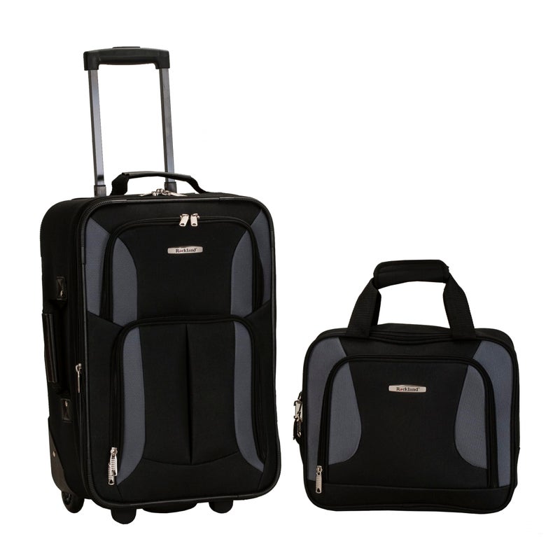 Rockland Fashion Softside Upright Luggage Set BlackGray 2Piece 1419