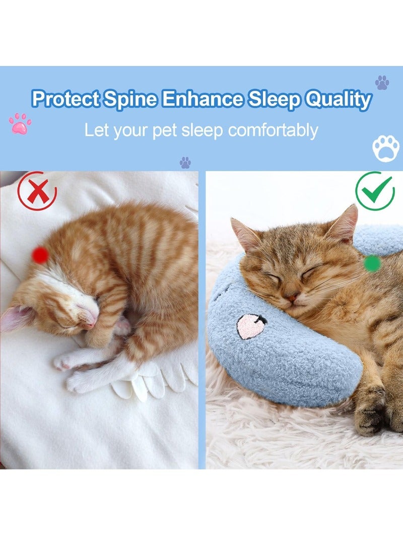 rocooart U-shaped pillow game for pet neck protection, improving pet sleep quality, a soft fluffy pillow for cats, providing a safe and fun place for cats to rest and interact (blue) - Image 4