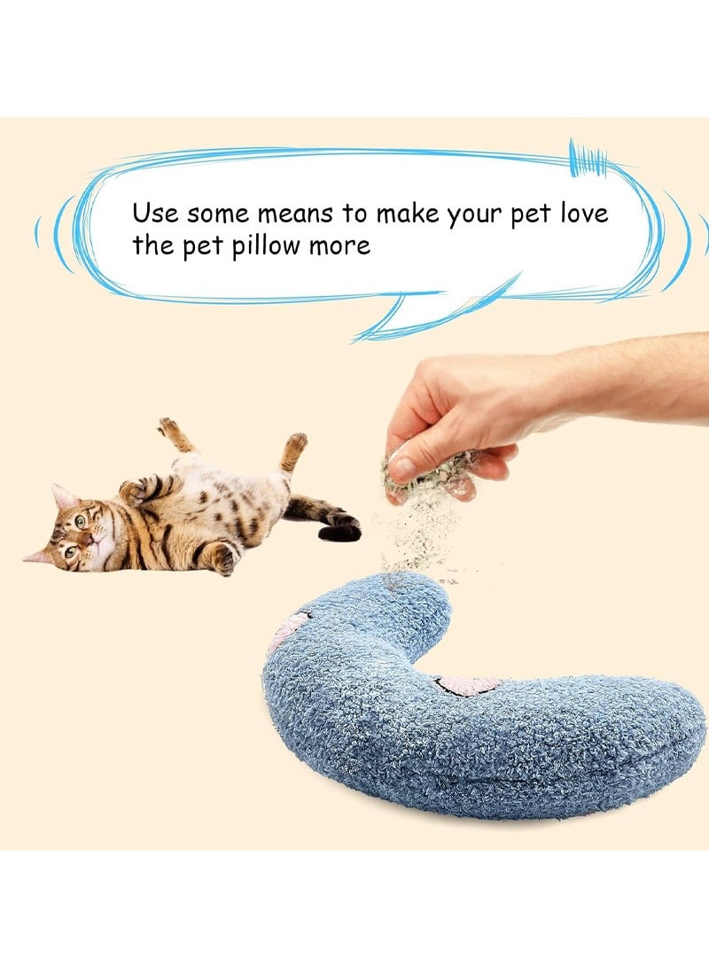 rocooart U-shaped pillow game for pet neck protection, improving pet sleep quality, a soft fluffy pillow for cats, providing a safe and fun place for cats to rest and interact (blue) - Image 5