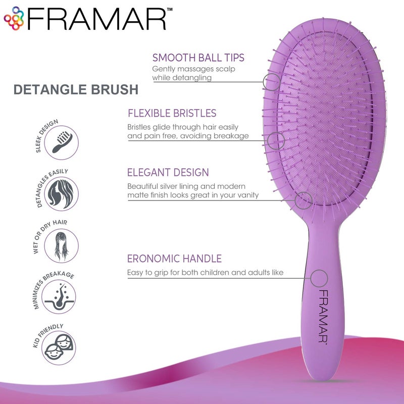 Framar Detangling Brush for Curly Hair â€“ Hair Brushes for Women, Wet Hairbrush For Women, Hairbrushes, Purple Hair Brush Detangler, Reduces Breakage, Frizz and Static â€“ Purple - Image 2