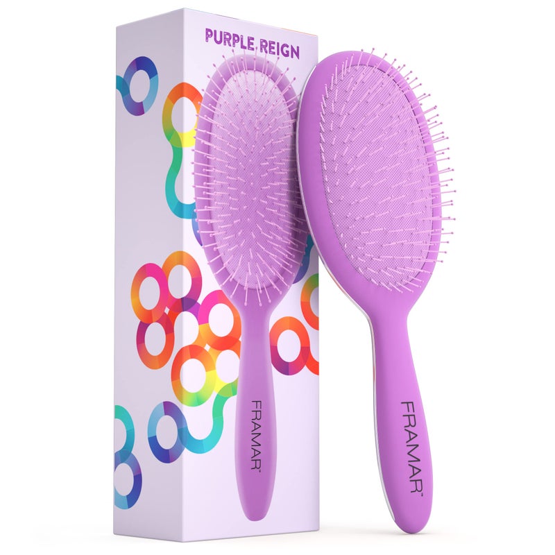 Framar Detangling Brush for Curly Hair â€“ Hair Brushes for Women, Wet Hairbrush For Women, Hairbrushes, Purple Hair Brush Detangler, Reduces Breakage, Frizz and Static â€“ Purple - Image 1