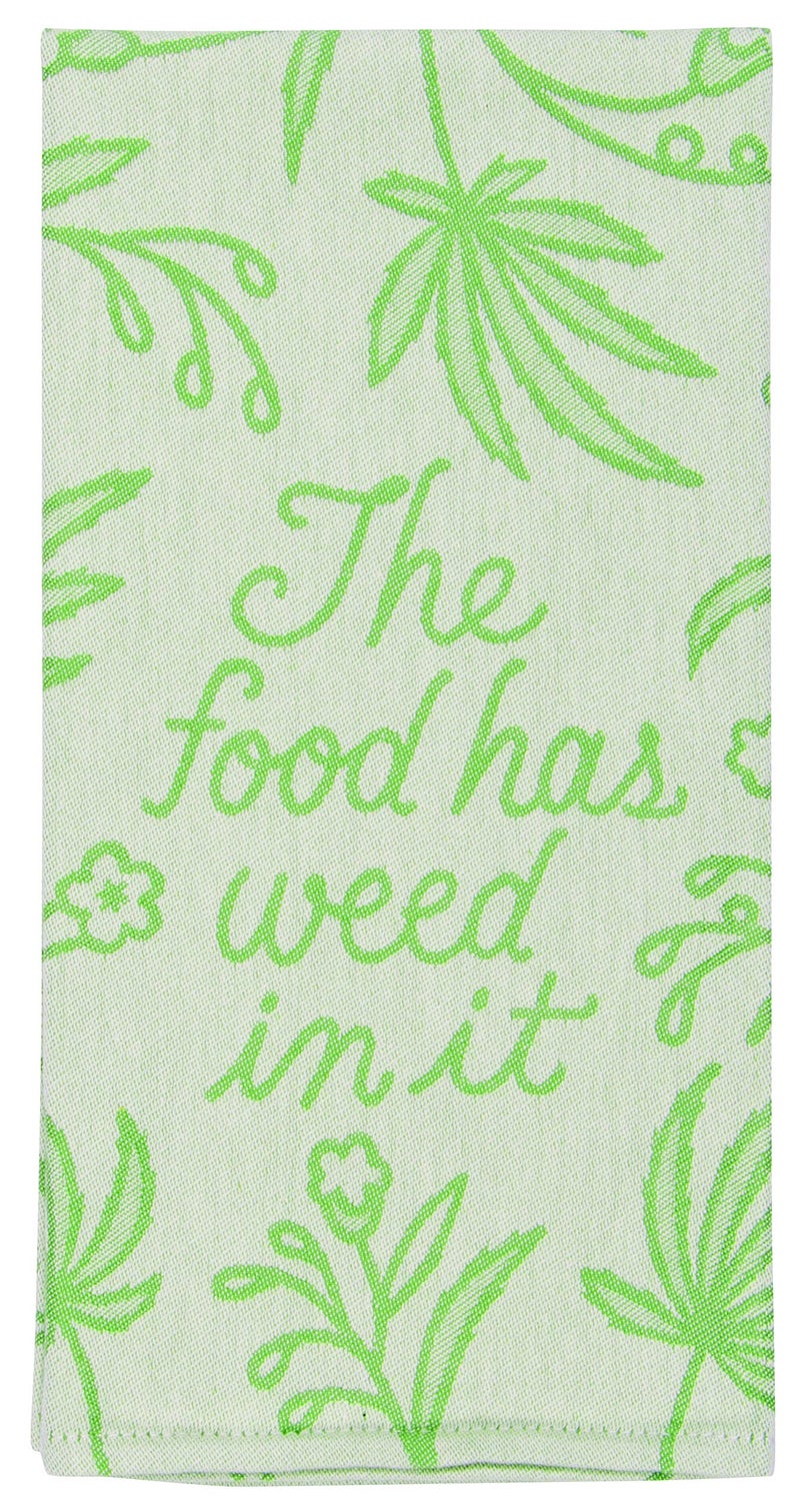 Blue Q The Food Has Weed in It Woven Jacquard Dish Towel - Funny Kitchen Towels, 100% Cotton, Durable, Soft & Super Absorbent, Machine Washable & Fade-Resistant, Functional Gift Ideas, Size 28" x 21" - Image 4