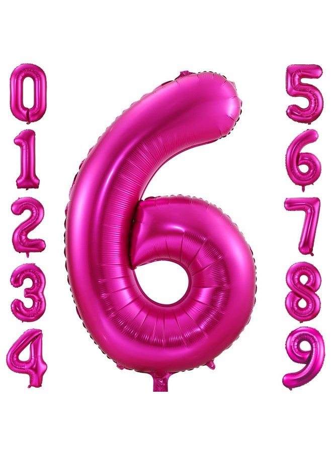 BBPOOL 6 Balloon Number Hot Pink 6 Birthday Balloon 40 inch Foil Mylar Large 6 Balloon Numbers for Birthday Party Anniversary Festival - Image 1