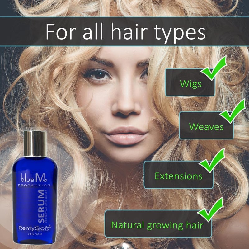 RemySoft blueMax Protective Silicone Serum - Safe for Hair Extensions, Weaves and Wigs - Salon Formula Serum 2oz - Image 5