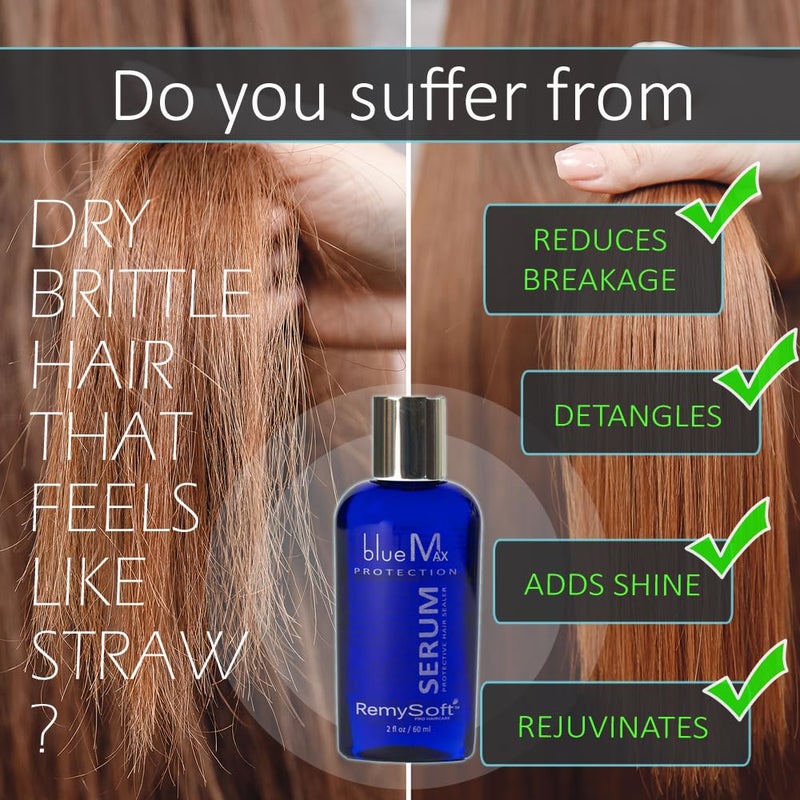 RemySoft blueMax Protective Silicone Serum - Safe for Hair Extensions, Weaves and Wigs - Salon Formula Serum 2oz - Image 2