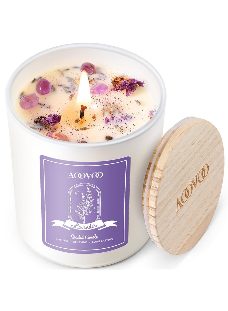 Arabest Lavender Scented Candles for Women - Aromatherapy Candle with Crystals Inside, 10oz Soy Candles for Home Scented, Birthday Gifts Mothers Day Candle for Women Mom - Image 1