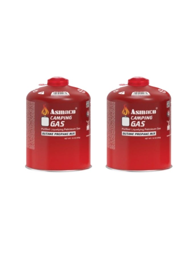 اسماكو أسطوانة غاز للتخييم من أسماكو - قطعتان × ٤٥٠ جم - غاز البوتان نوع لولبي - خرطوشة صمام غاز البوتان والبروبان - خرطوشة غاز البوتان والبروبان للتخييم - غاز البوتان للموقد المحمول - خرطوشة غاز التخييم من النوع اللولبي - Image 1