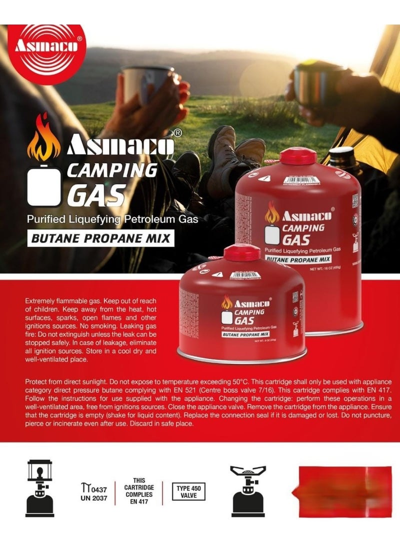 اسماكو أسطوانة غاز للتخييم من أسماكو - قطعتان × ٤٥٠ جم - غاز البوتان نوع لولبي - خرطوشة صمام غاز البوتان والبروبان - خرطوشة غاز البوتان والبروبان للتخييم - غاز البوتان للموقد المحمول - خرطوشة غاز التخييم من النوع اللولبي - Image 3