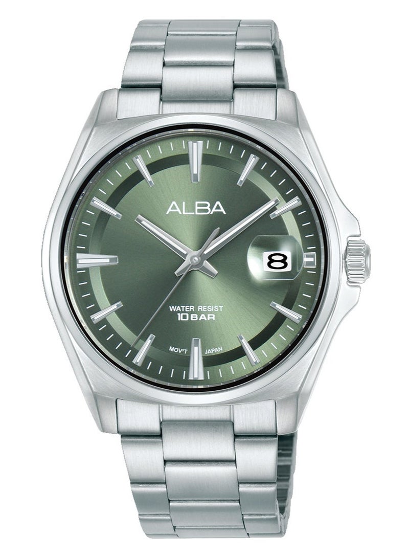 Alba Active Men’s Watch AS9V87X1, 39 mm Tea Green Dial, Stainless Steel Case & Bracelet, 100 m WR - Image 1