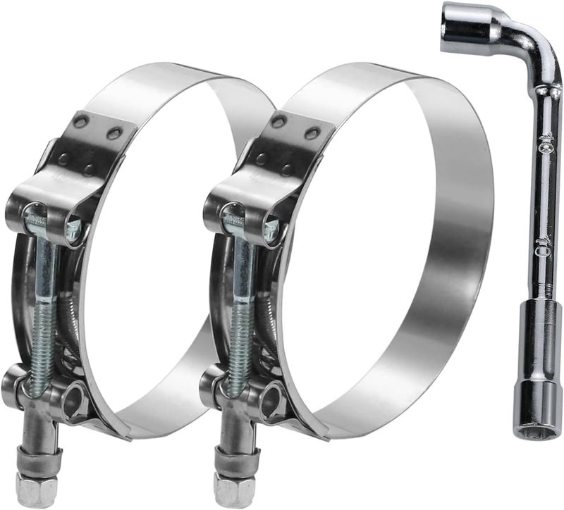 PEROMI 2 Pack 4 Inch T Bolt Hose Clamps - Stainless Steel Turbo Intake Intercooler Clamps - Image 1