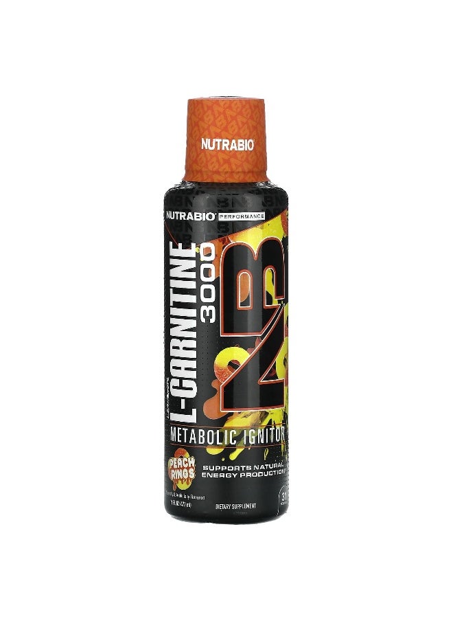 NutraBio NutraBio, LeanShots L-Carnitine 3000, Peach Rings, 16 fl oz (473 ml)  - Image 1