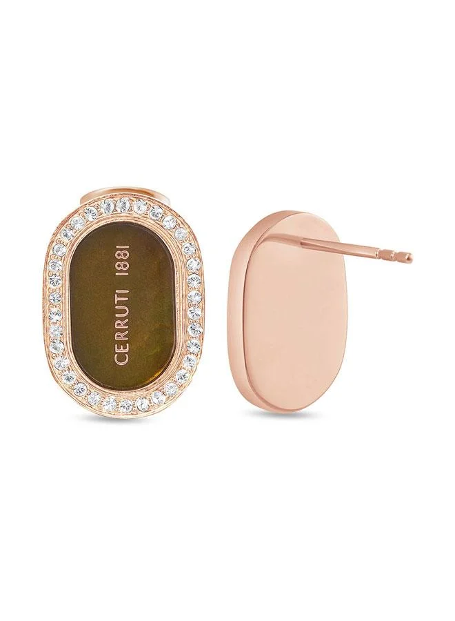 CERRUTI 1881 Aosta Aosta Black Mother-of-pearl Rose Gold Stainless Steel Stud Earrings for Women 18mm for Women | Best Price UAE