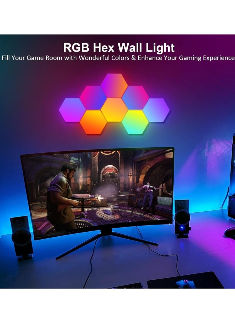 Scrolls - 10 Pieces LED Wall Hexagon Lights Remote Control Hex Smart Modular Light Panels Touch Sensitive Modular RGB Colorful Light with USB Power Decoration for Gaming Bedroom Living Room - Image 1