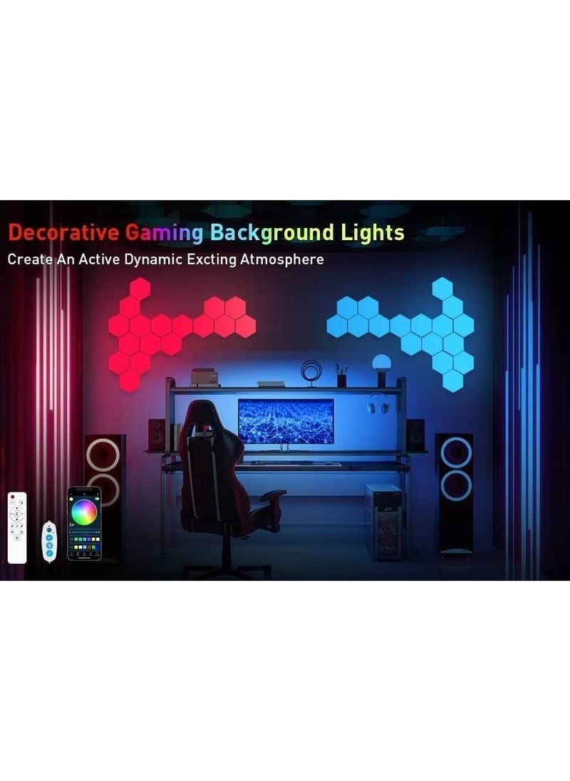 Scrolls - 10 Pieces LED Wall Hexagon Lights Remote Control Hex Smart Modular Light Panels Touch Sensitive Modular RGB Colorful Light with USB Power Decoration for Gaming Bedroom Living Room - Image 1